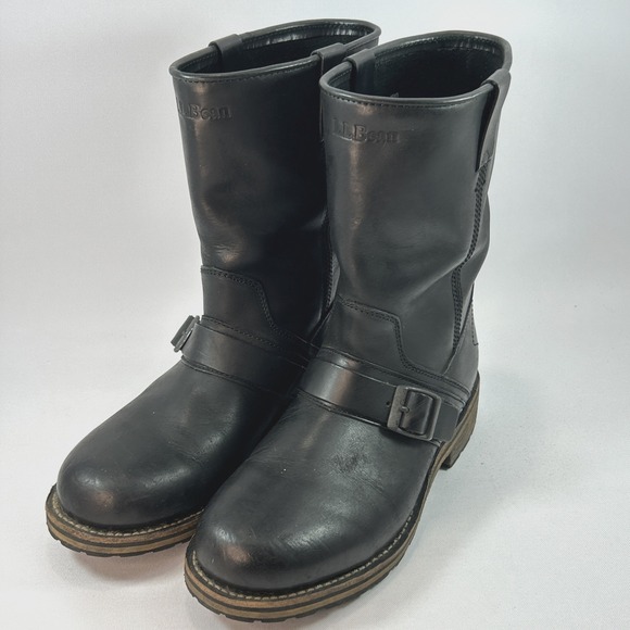 L.L. Bean Other - L.L.Bean Roughout Leather Engineer Boots Men's Sz 11 Harness Black Goodyear Welt